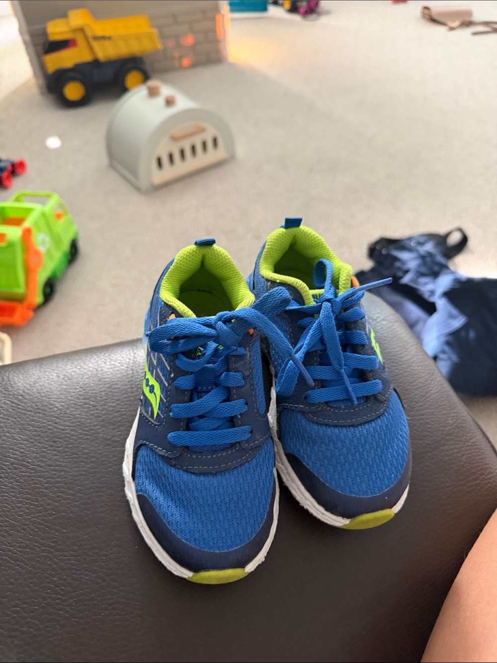 Saucony kids Blue and Lime Athletic Sneakers - Comfortable Everyday Shoes